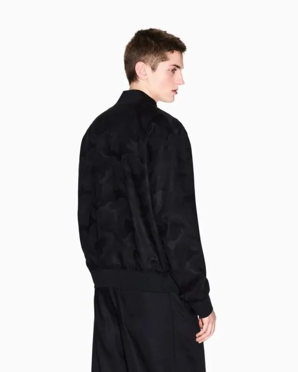 Lyocell Bomber Jacket With Zip Black Men Armani Outerwear