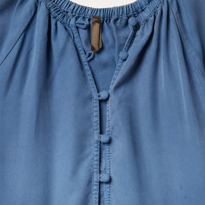 Lyocell Denim Long Three Tiered Dress Blue Women Stetson Midi