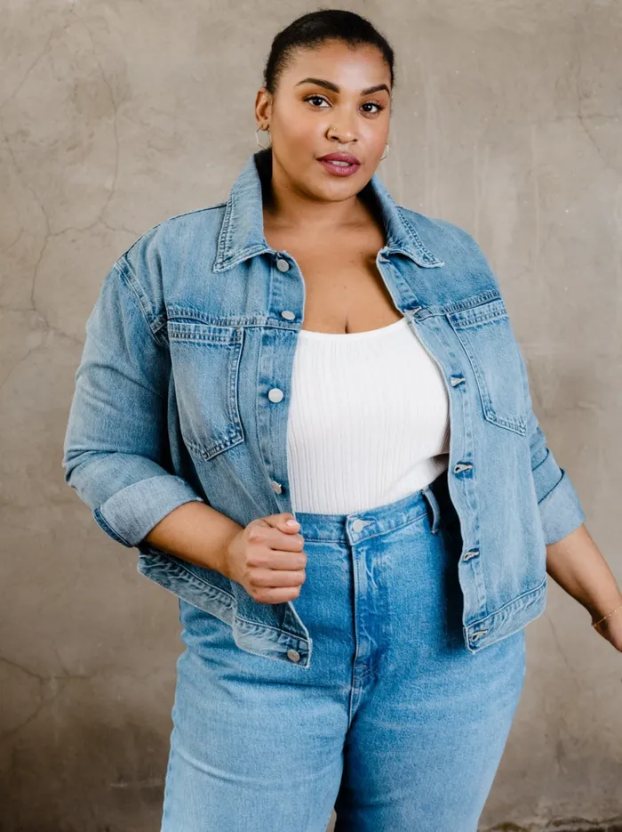 Madelin Cropped Jacket Light Indigo Wash Denim Able Women