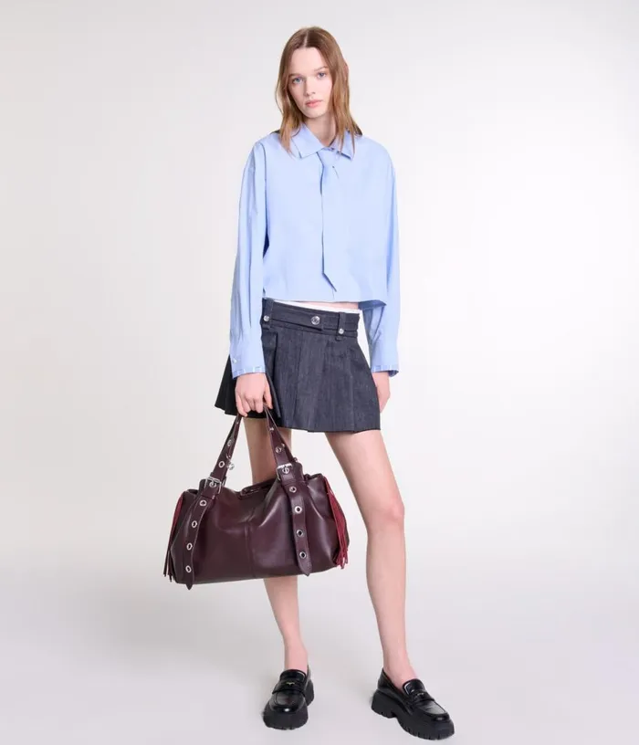 Maje Black Denimeffect Mini Skirt Women Skirts and Shorts