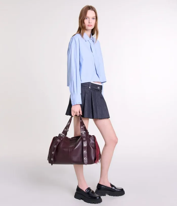 Maje Black Denimeffect Mini Skirt Women Skirts and Shorts