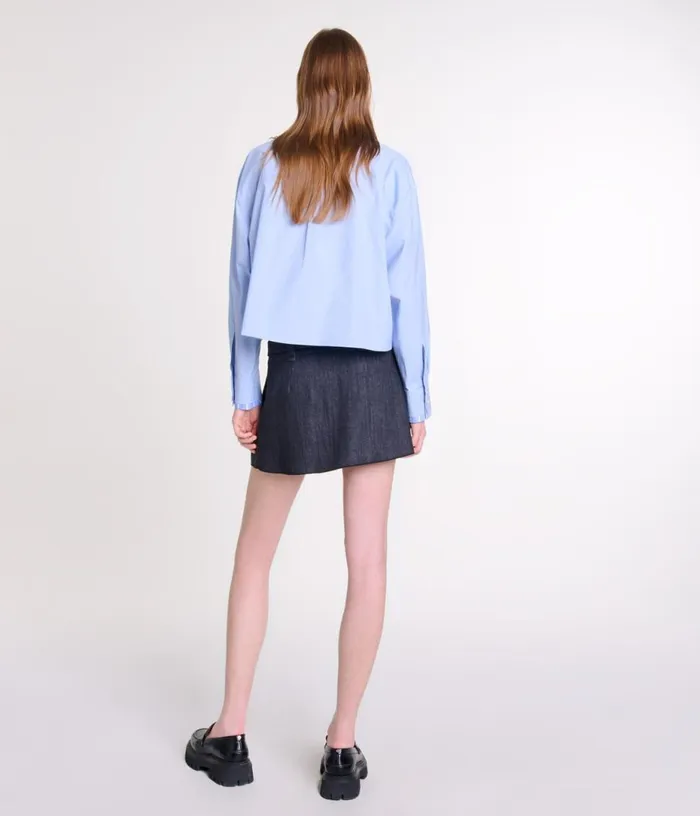 Maje Black Denimeffect Mini Skirt Women Skirts and Shorts