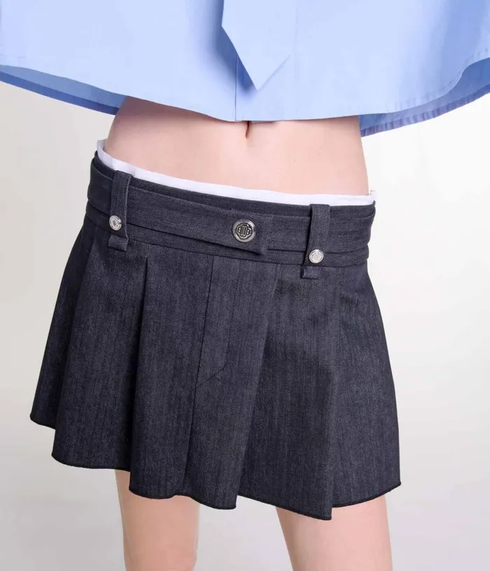 Maje Black Denimeffect Mini Skirt Women Skirts and Shorts