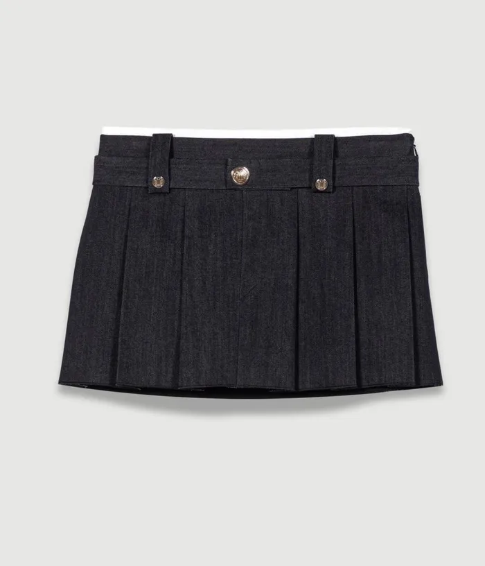 Maje Black Denimeffect Mini Skirt Women Skirts and Shorts