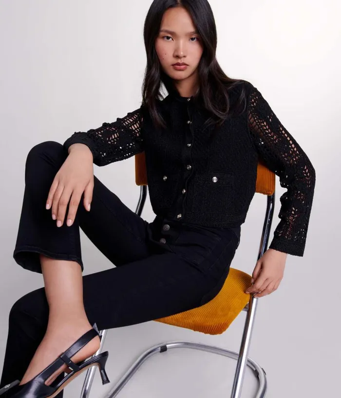 Maje Crochet Cardigan Women Sweaters and Cardigans