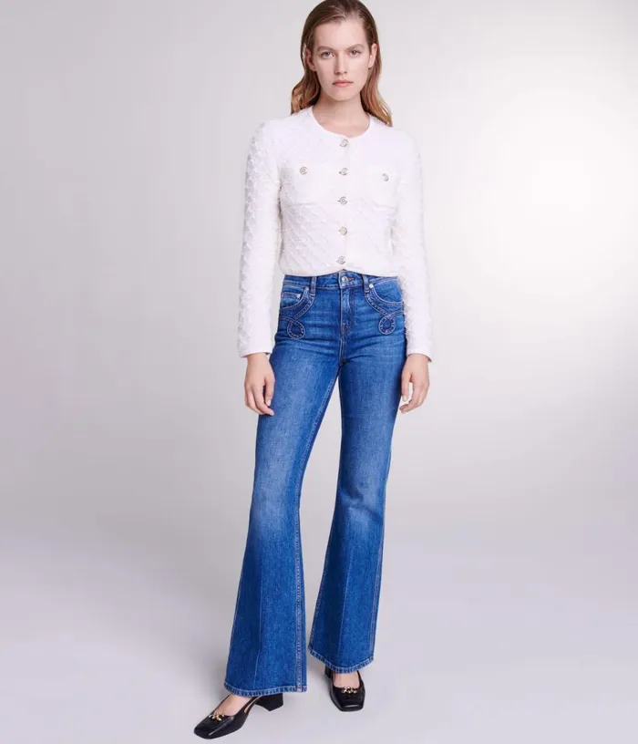 Maje Embroidered Flared Jeans Women Pants and Jeans