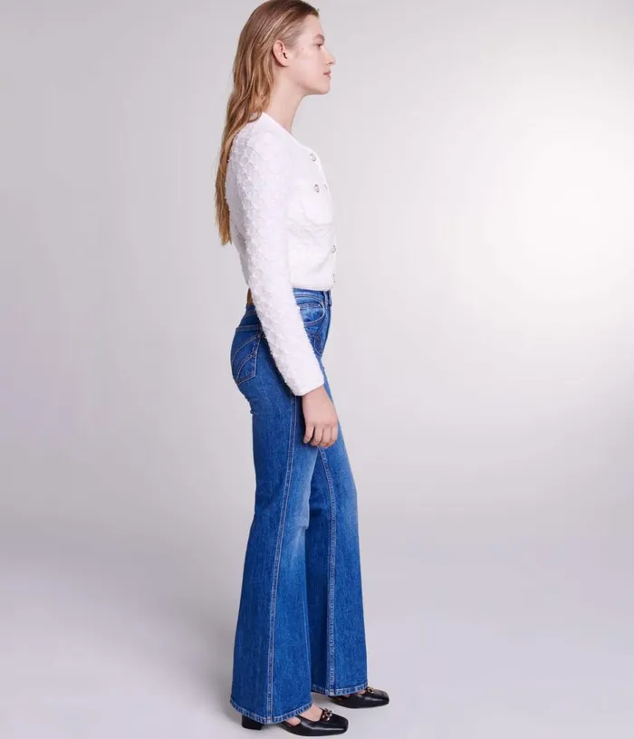 Maje Embroidered Flared Jeans Women Pants and Jeans