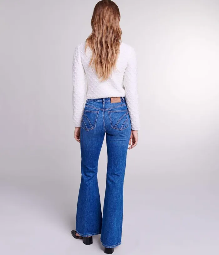 Maje Embroidered Flared Jeans Women Pants and Jeans