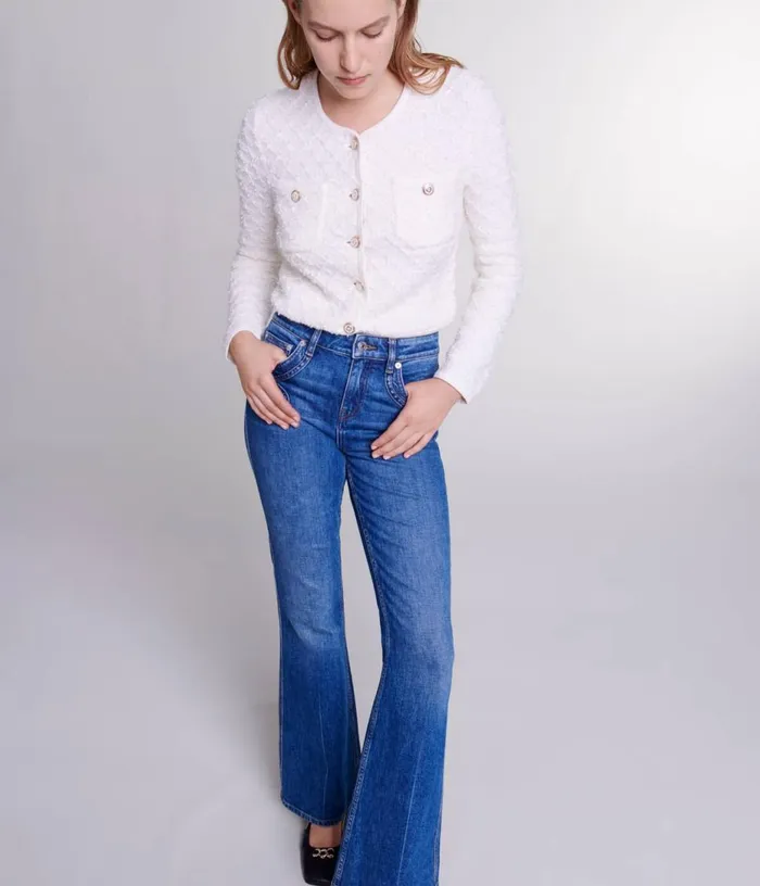 Maje Embroidered Flared Jeans Women Pants and Jeans