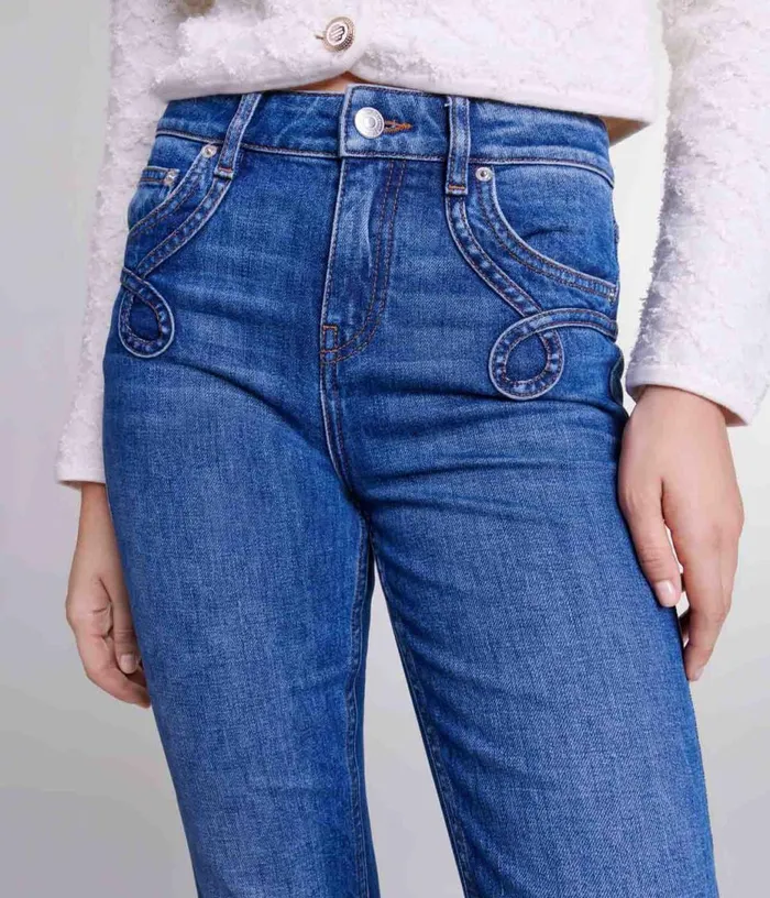 Maje Embroidered Flared Jeans Women Pants and Jeans