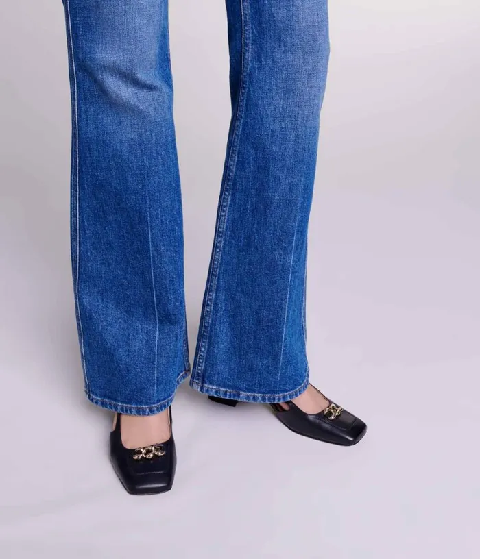 Maje Embroidered Flared Jeans Women Pants and Jeans
