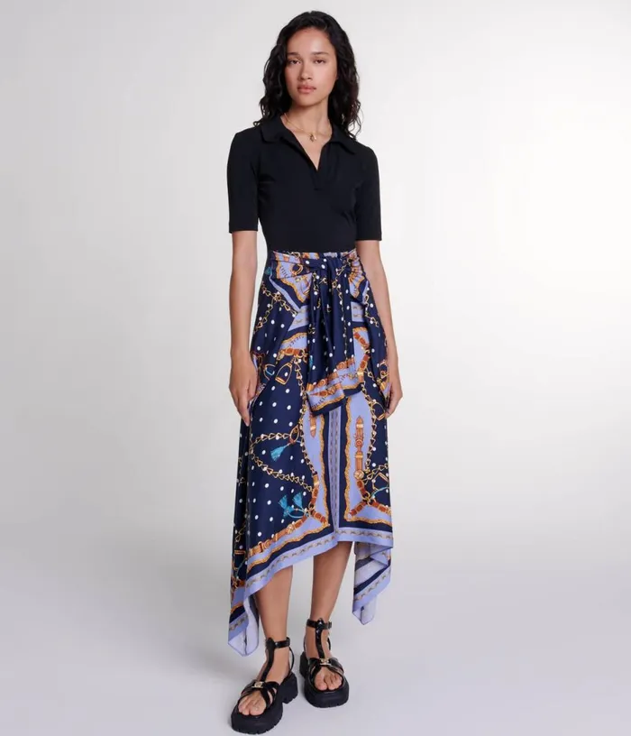 Maje Illusion Effect Patterned Dress Women Dresses