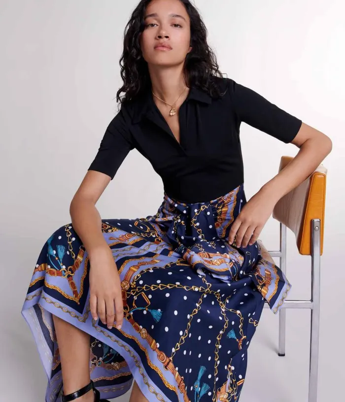 Maje Illusion Effect Patterned Dress Women Dresses