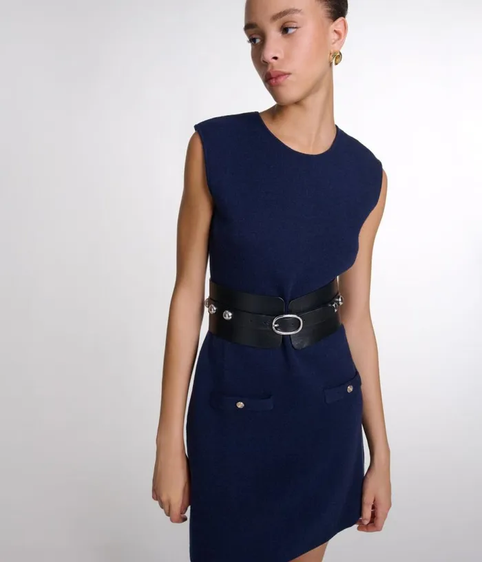 Maje Knit 2in1 Short Dress Women Dresses