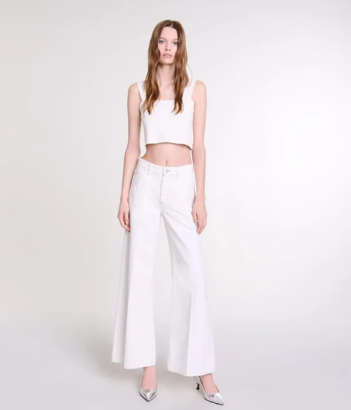 Maje Knit Crop Top Women Tops and Shirts