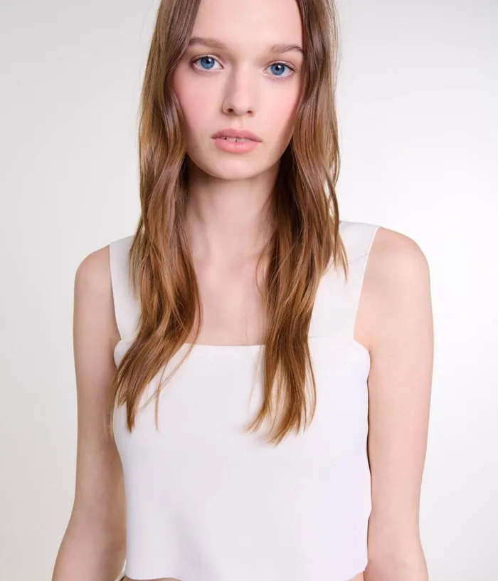 Maje Knit Crop Top Women Tops and Shirts