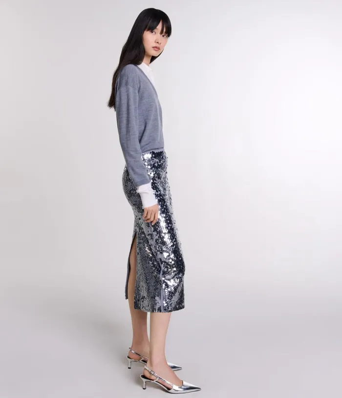 Maje Knit Skirt With Sequins Women Skirts and Shorts