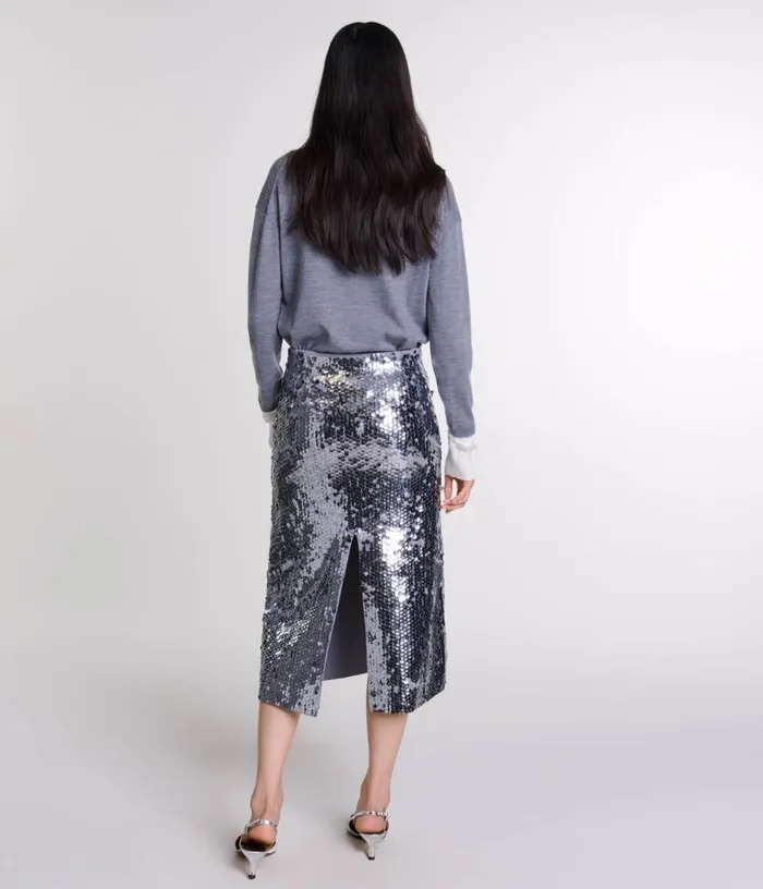 Maje Knit Skirt With Sequins Women Skirts and Shorts