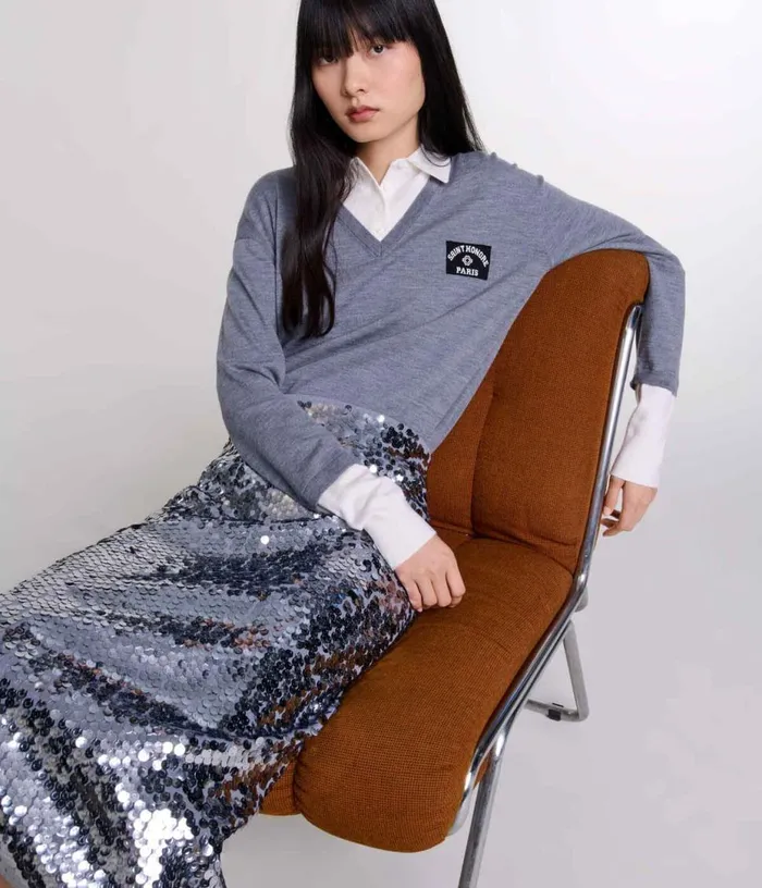 Maje Knit Skirt With Sequins Women Skirts and Shorts