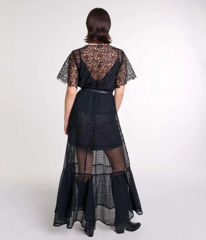 Maje Lace Maxi Dress Women Dresses