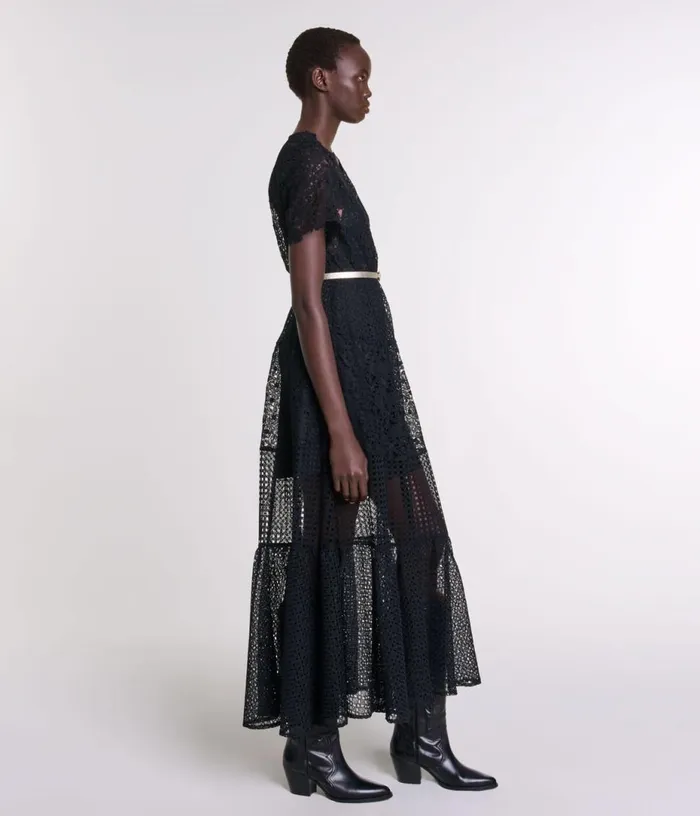 Maje Lace Maxi Dress Women Dresses