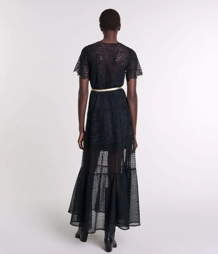 Maje Lace Maxi Dress Women Dresses