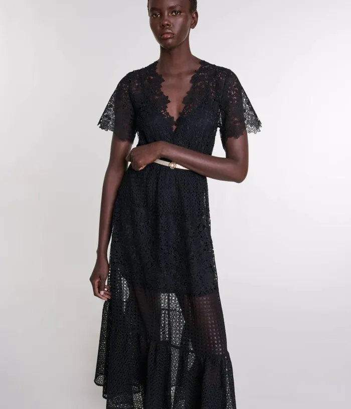 Maje Lace Maxi Dress Women Dresses