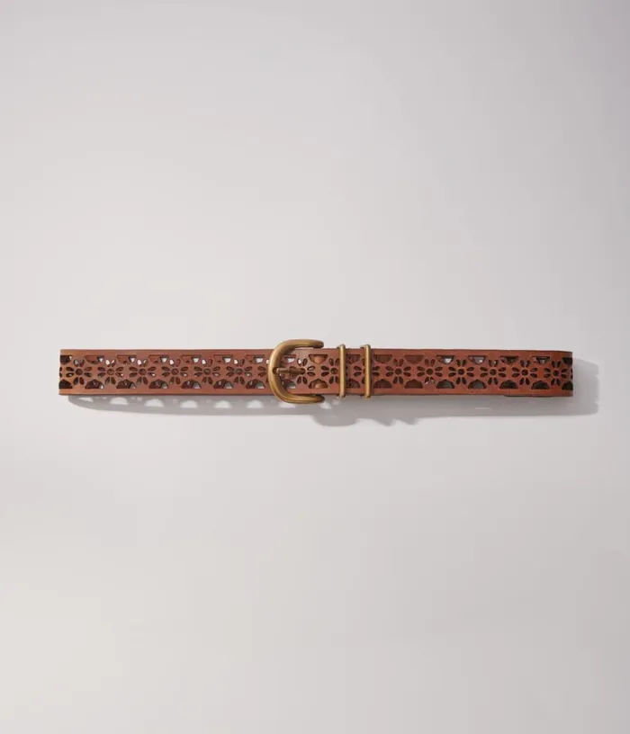 Maje Leather Belt With Flower Detail Women Belts