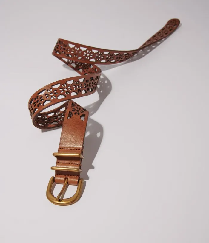Maje Leather Belt With Flower Detail Women Belts