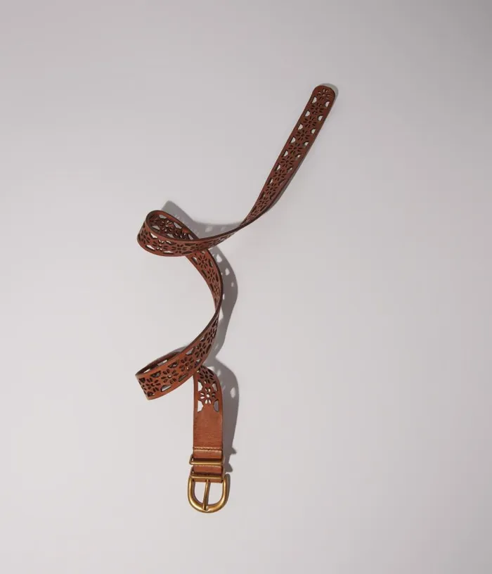 Maje Leather Belt With Flower Detail Women Belts