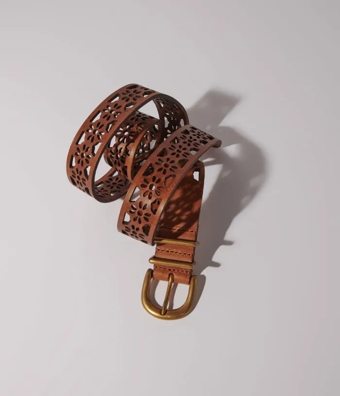 Maje Leather Belt With Flower Detail Women Belts
