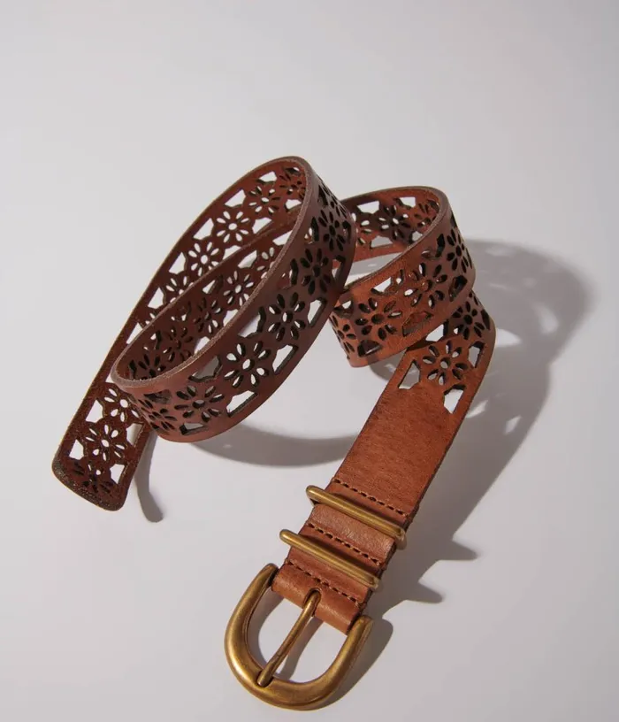 Maje Leather Belt With Flower Detail Women Belts
