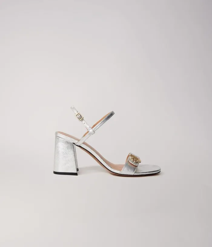 Maje Metallic Leather Sandals Women Pumps and Sandals