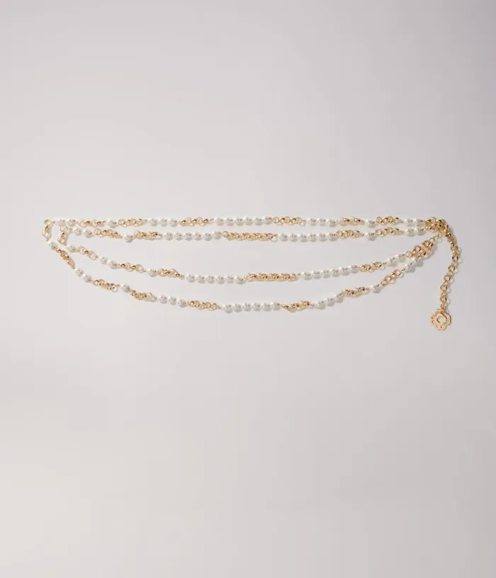 Maje Mixed Bead And Metal Belt Women Belts