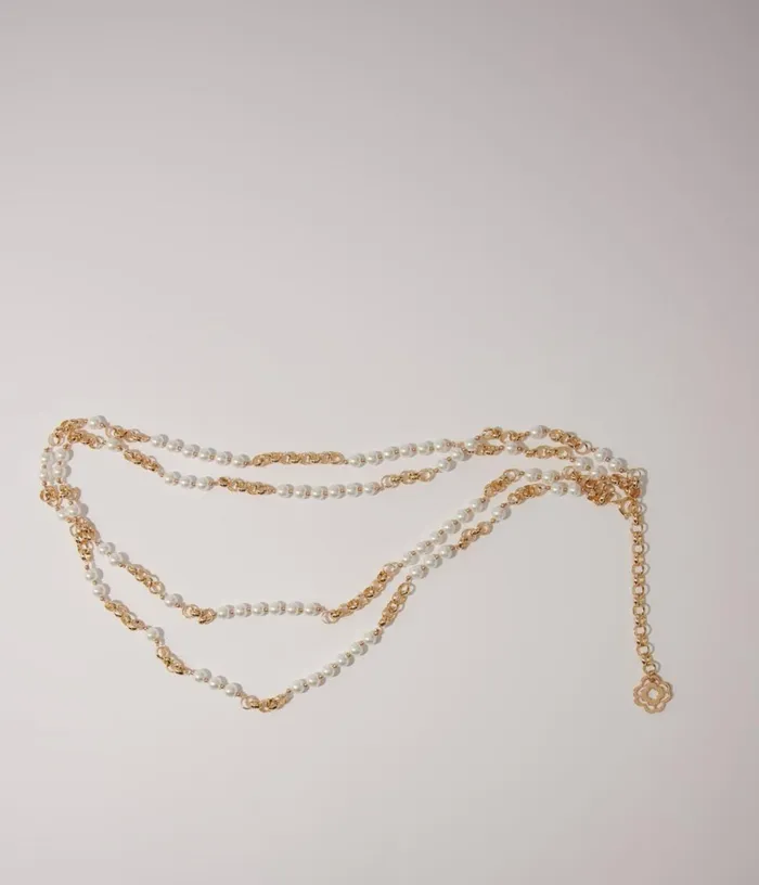Maje Mixed Bead And Metal Belt Women Belts