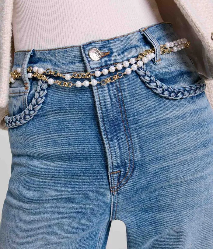 Maje Mixed Bead And Metal Belt Women Belts