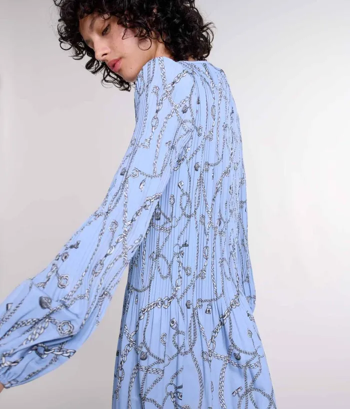 Maje Patterned Pleated Dress Women Dresses