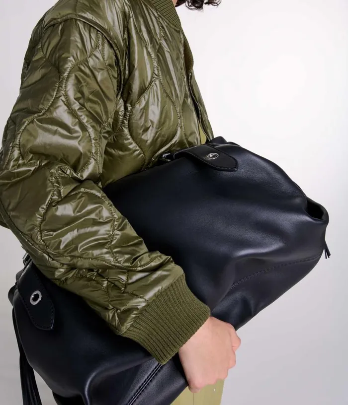 Maje Plain Leather Miss M XL Bag Women Shoulder Bags Maje Plain Leather Miss M XL Bag Women Shoulder Bags