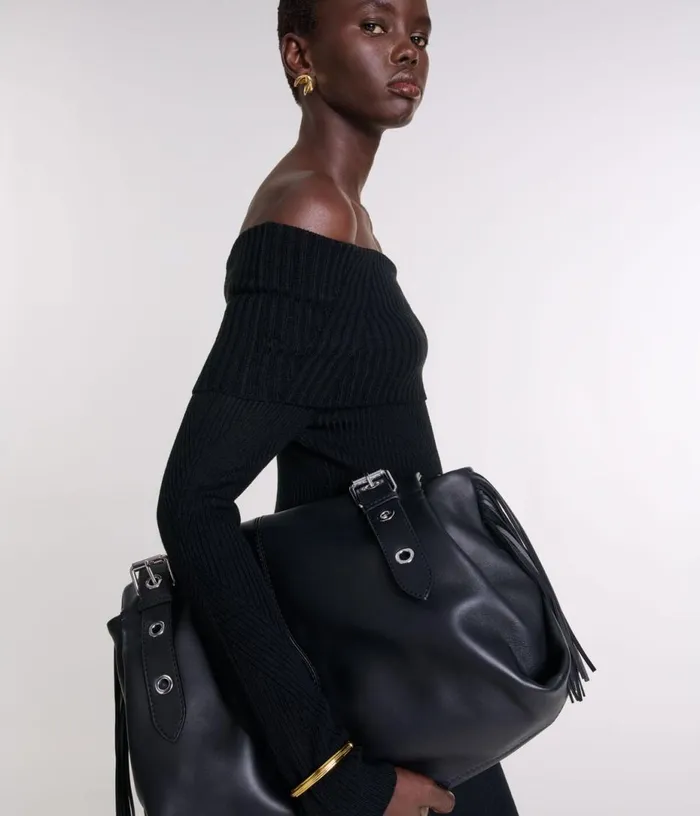 Maje Plain Leather Miss M XL Bag Women Shoulder Bags Maje Plain Leather Miss M XL Bag Women Shoulder Bags