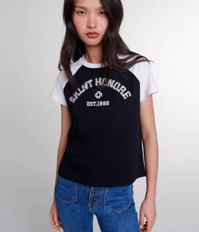 Maje quotSaintHonoreacutequot Diamanteacute Tshirt Women Tops and Shirts
