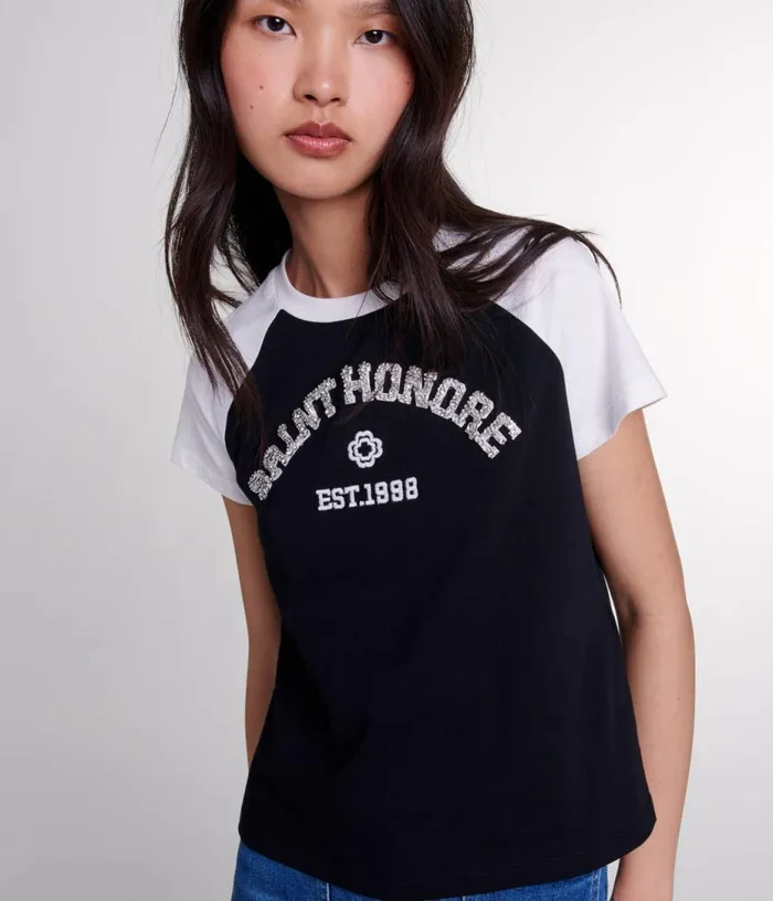 Maje quotSaintHonoreacutequot Diamanteacute Tshirt Women Tops and Shirts