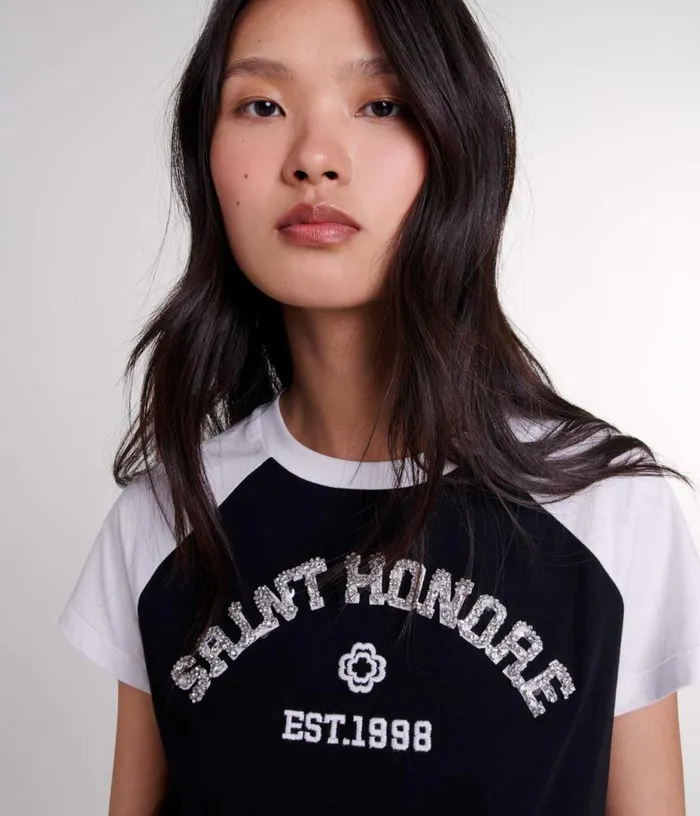 Maje quotSaintHonoreacutequot Diamanteacute Tshirt Women Tops and Shirts