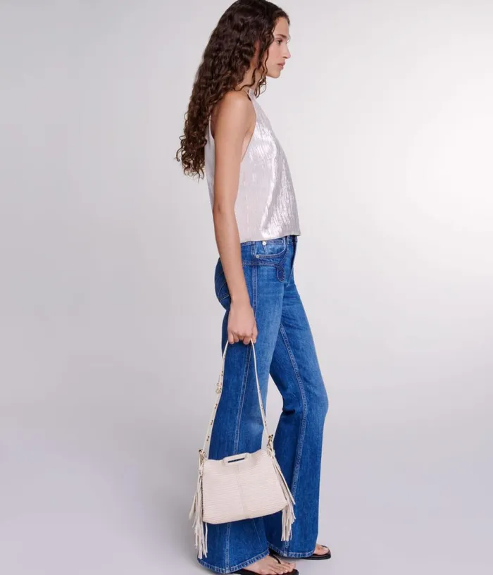 Maje Raffia Effect Miss M Mini Bag Women Mini Bags
