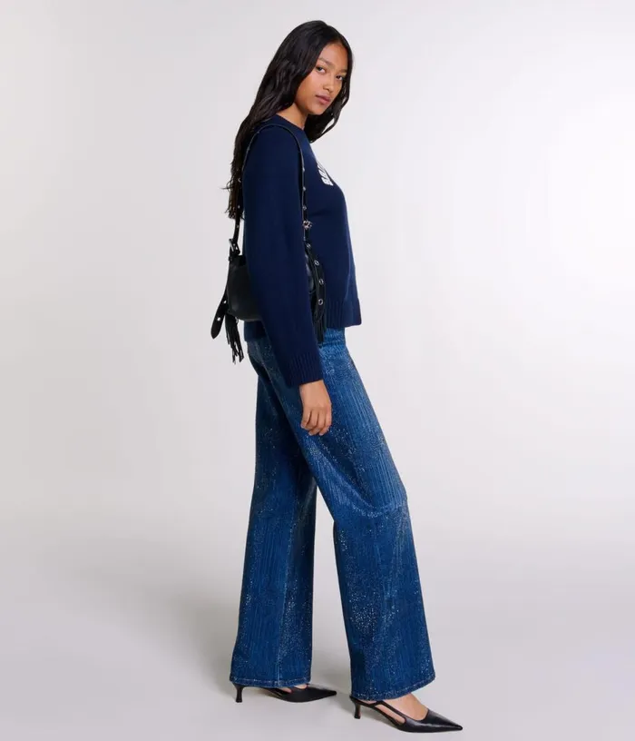Maje Rhinestone Jeans Women Pants and Jeans