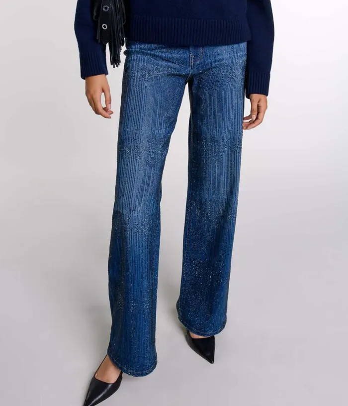 Maje Rhinestone Jeans Women Pants and Jeans
