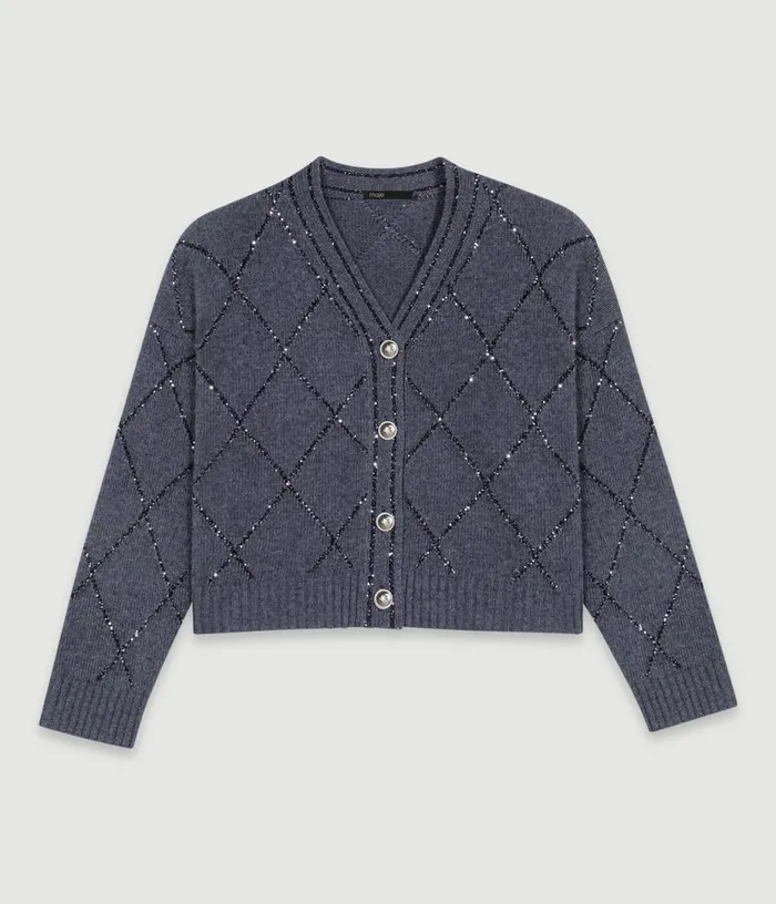 Maje Sequin Knit Cardigan Women Sweaters and Cardigans