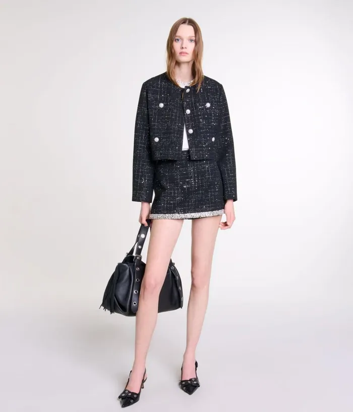 Maje Short Tweed Jacket Women Blazers and Jackets
