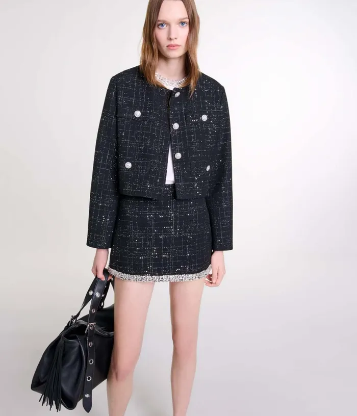 Maje Short Tweed Jacket Women Blazers and Jackets