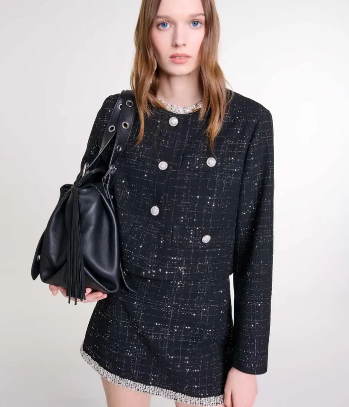 Maje Short Tweed Jacket Women Blazers and Jackets