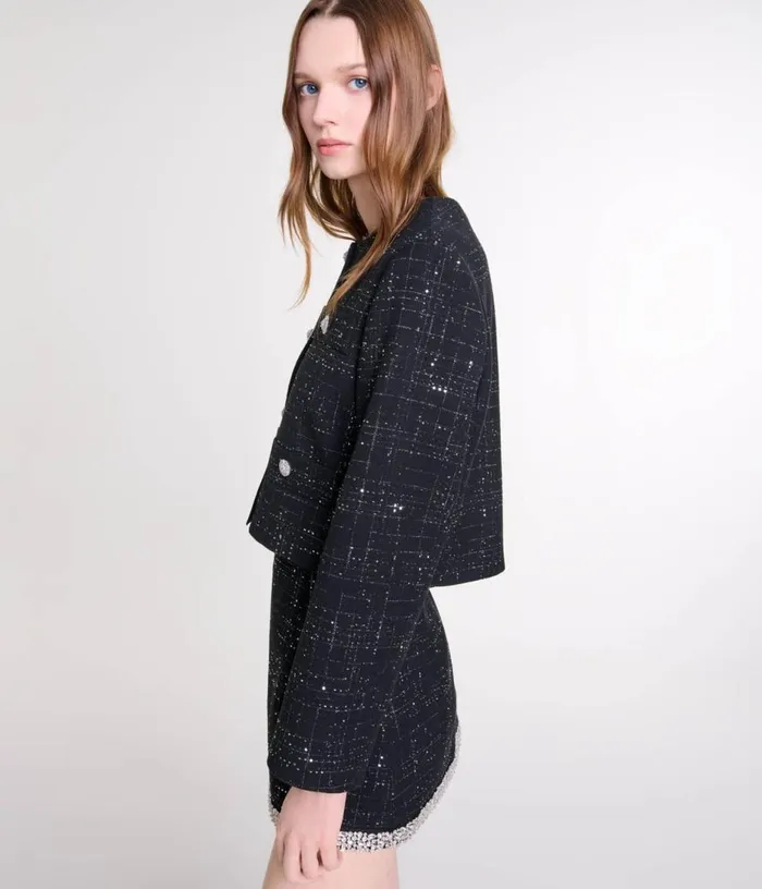 Maje Short Tweed Jacket Women Blazers and Jackets